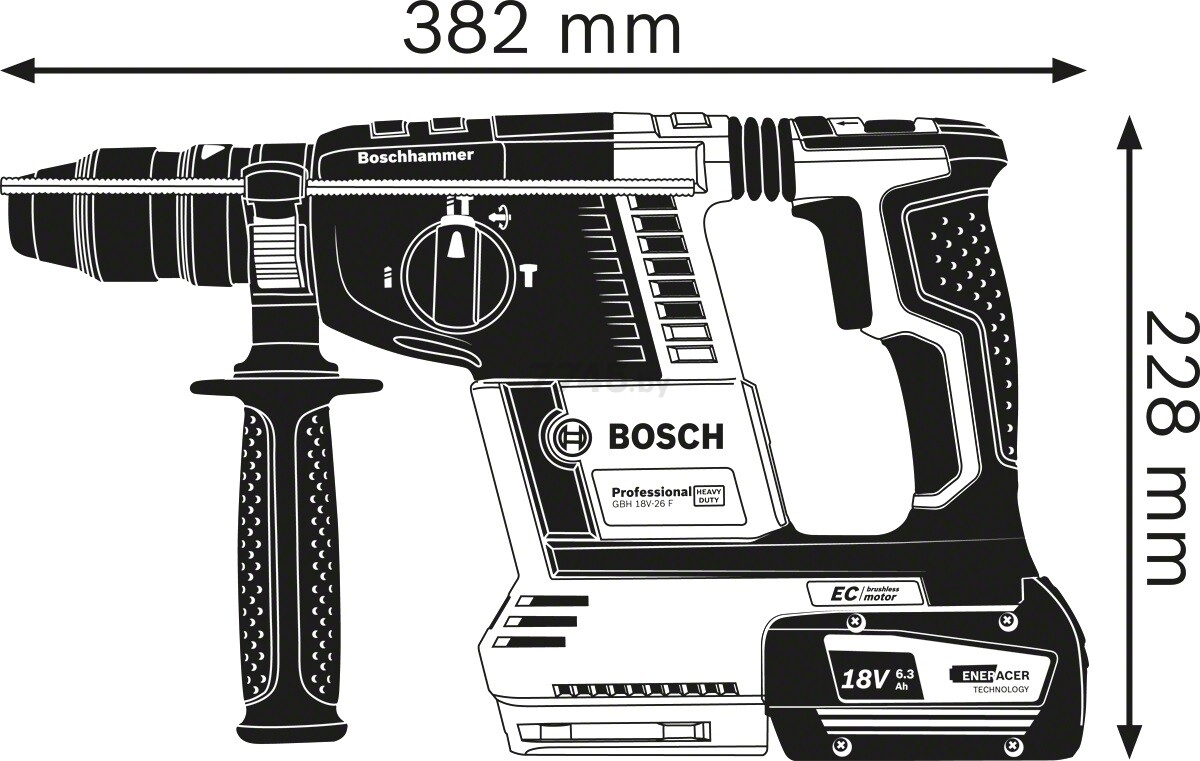 Перфоратор аккумуляторный BOSCH GBH 18V-26 F Professional (0611910000) - Фото 3